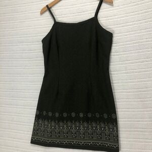 A. Byer Mini‎ Dress Sleeveless Casual Dress Floral Border Made in USA Size 13